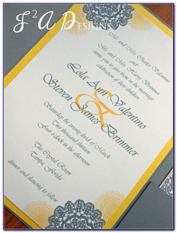 Elegant Yellow And Gray Wedding Invitations