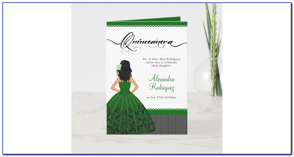 Emerald Green Quinceanera Invitations