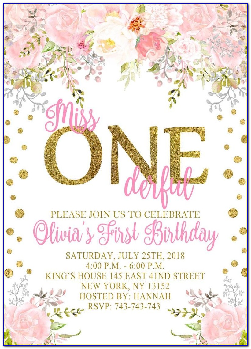 Etsy Baby Girl First Birthday Invitations