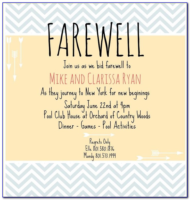 Farewell Dinner Invitation Wording