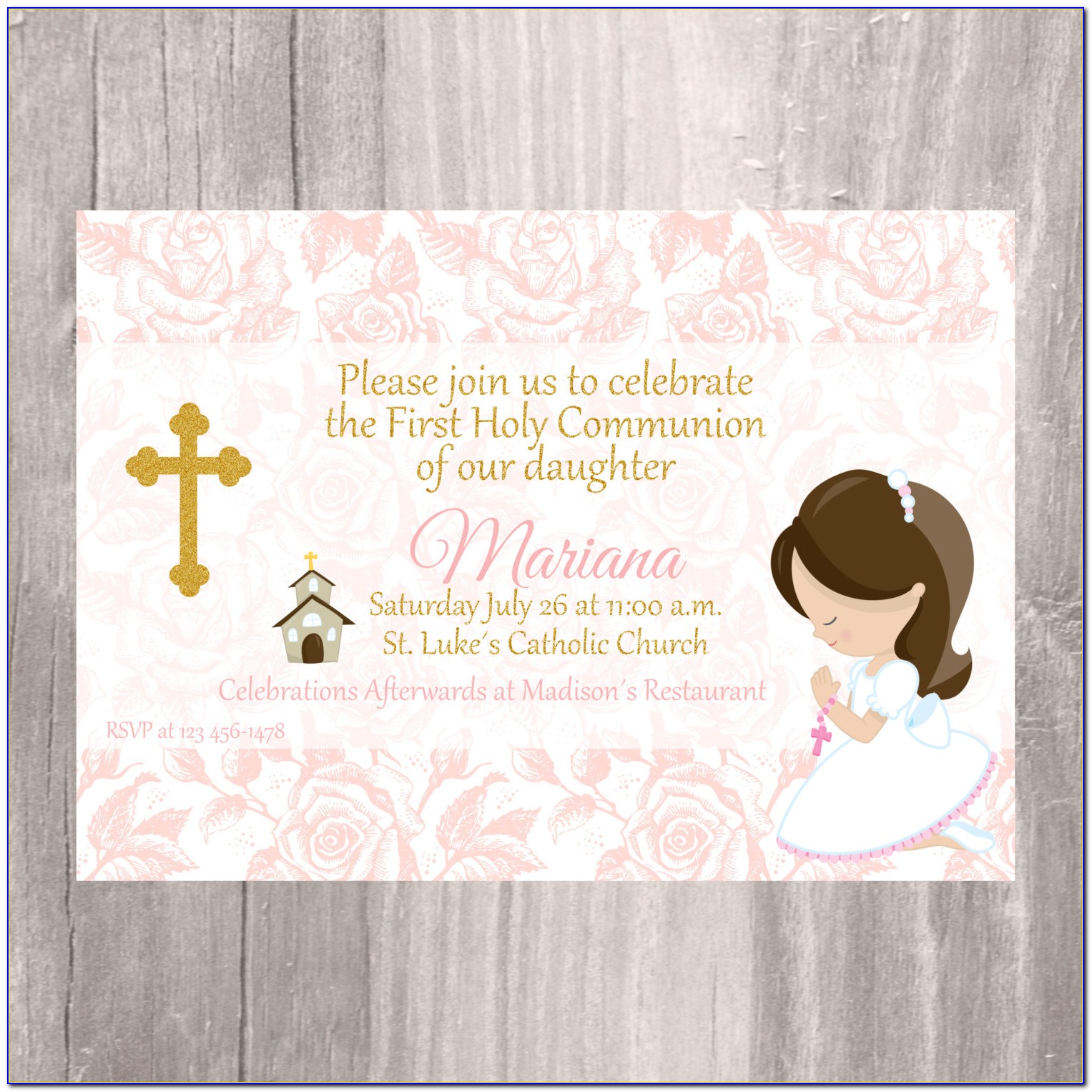 First Holy Communion Invitation With Photo