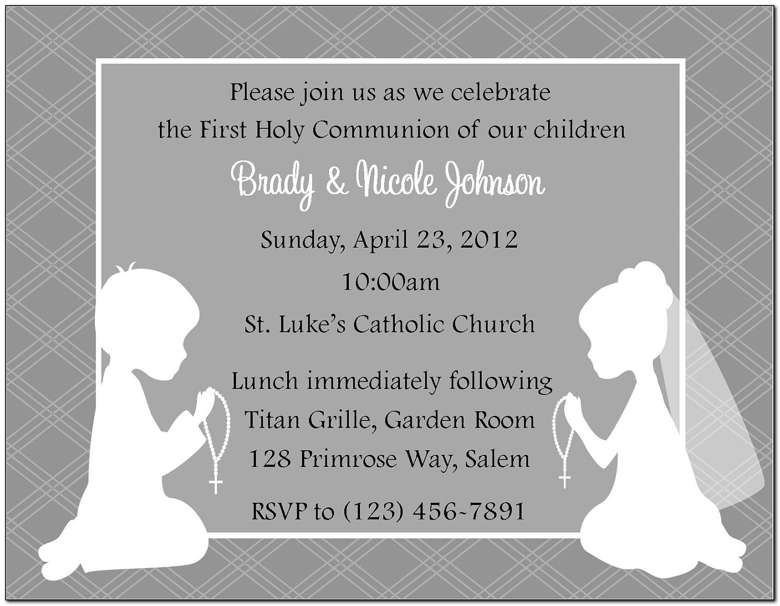 First Holy Communion Invitations Twins
