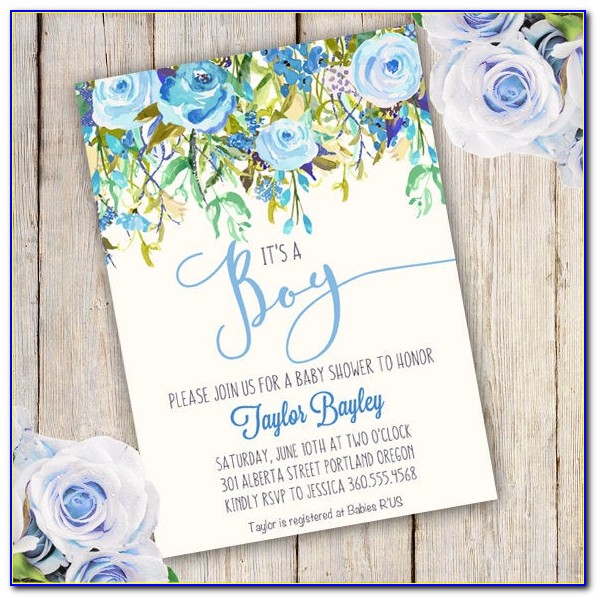 Floral Baby Boy Shower Invitations