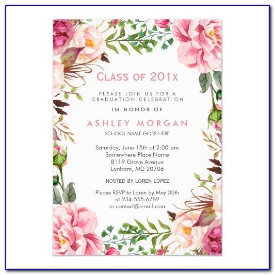 Floral Graduation Invitations With Pictures