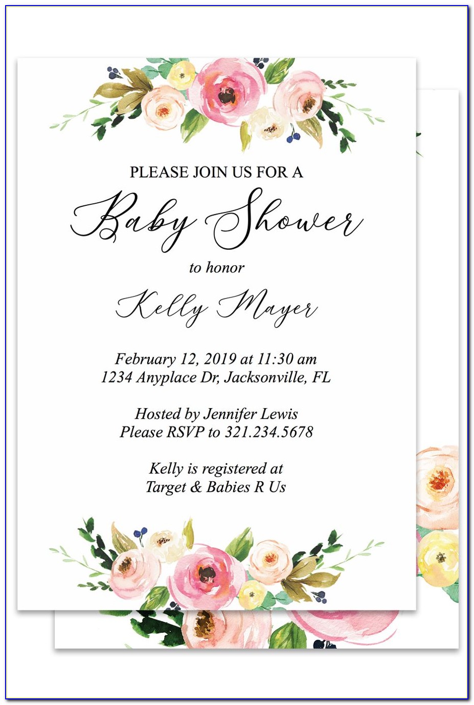 Floral Invitations Baby Shower