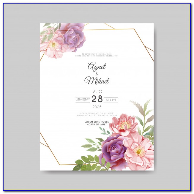 Floral Letterpress Wedding Invitations Elegant