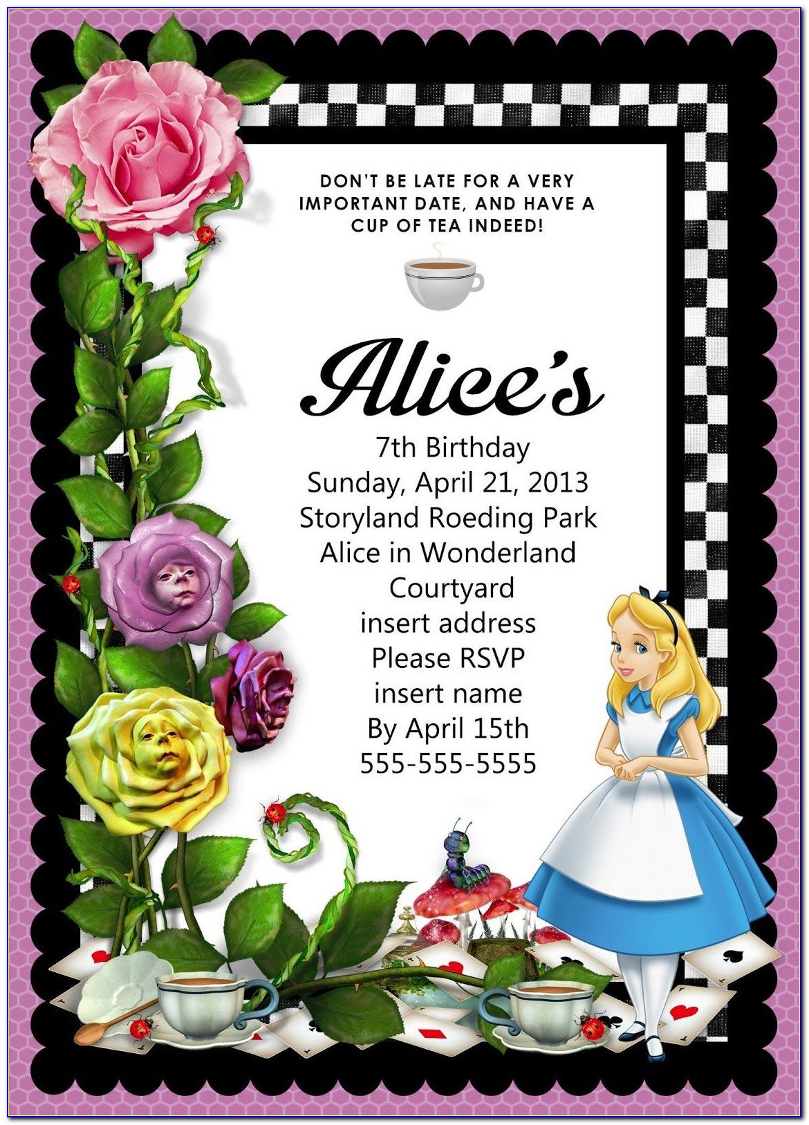 Free Alice In Wonderland Bridal Shower Invitations