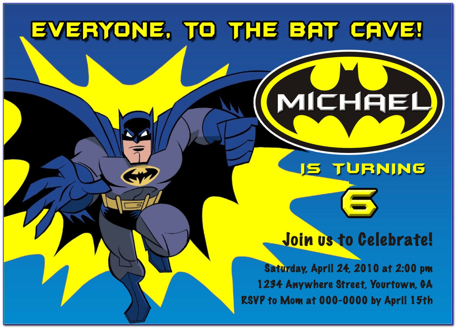 Free Batman Birthday Invitations