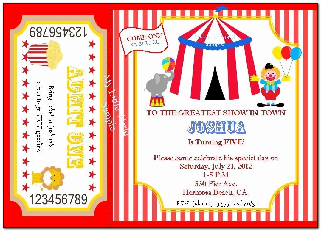 Free Circus Birthday Invitations Printables
