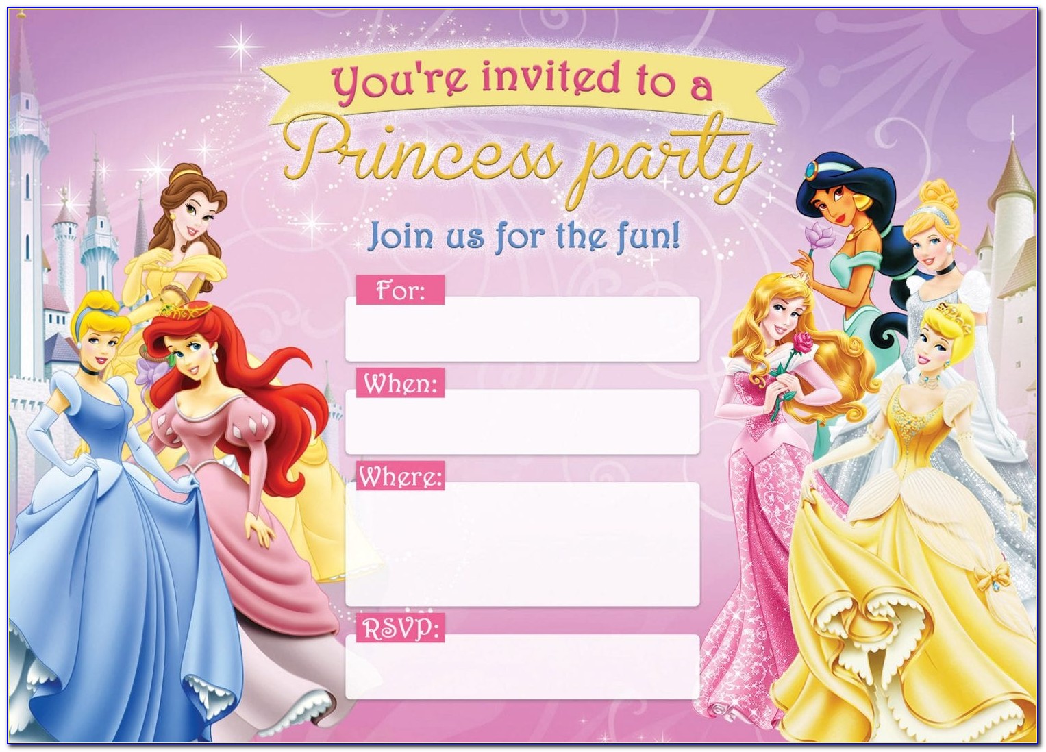 Free Editable Disney Princess Birthday Invitations