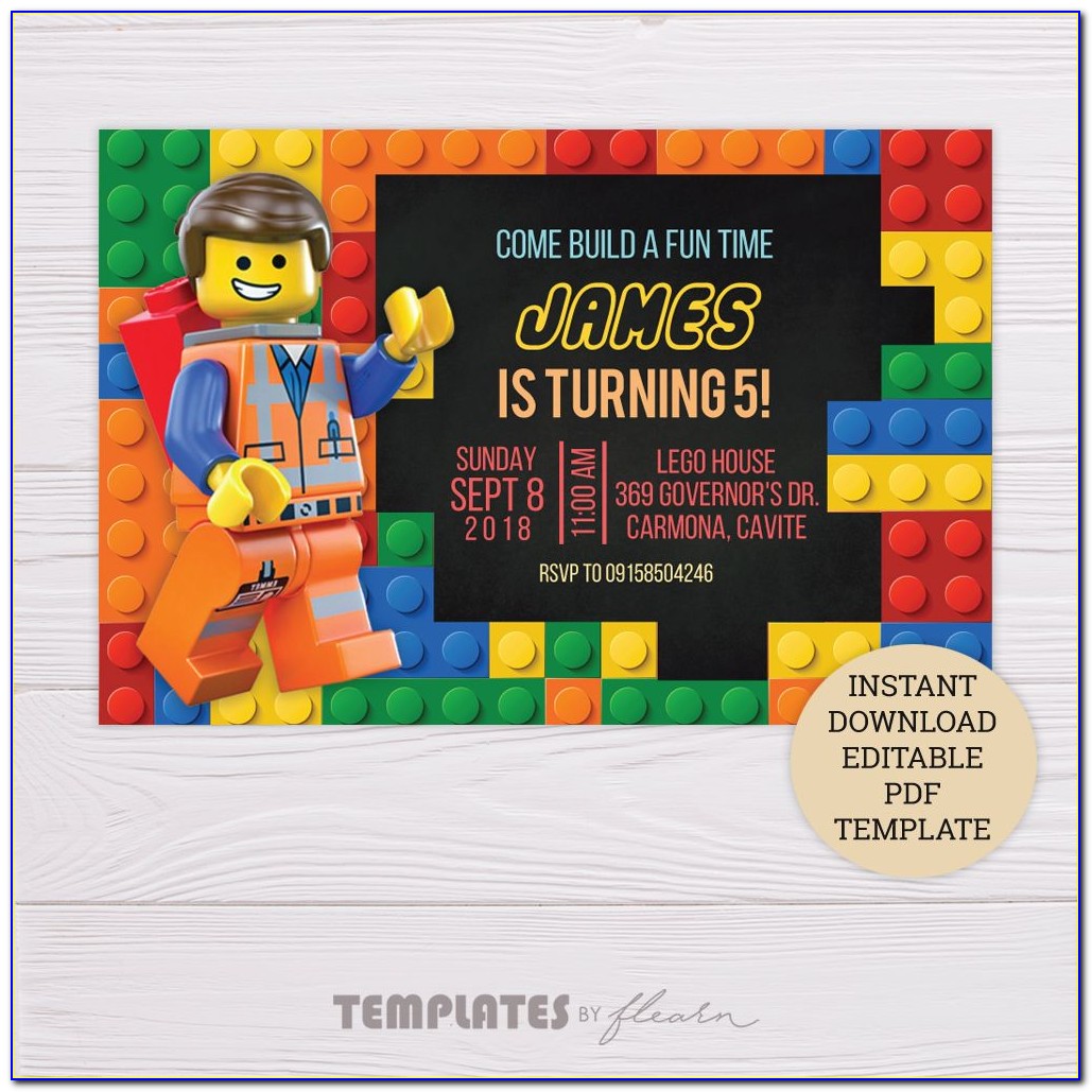 Free Editable Lego Birthday Invitations