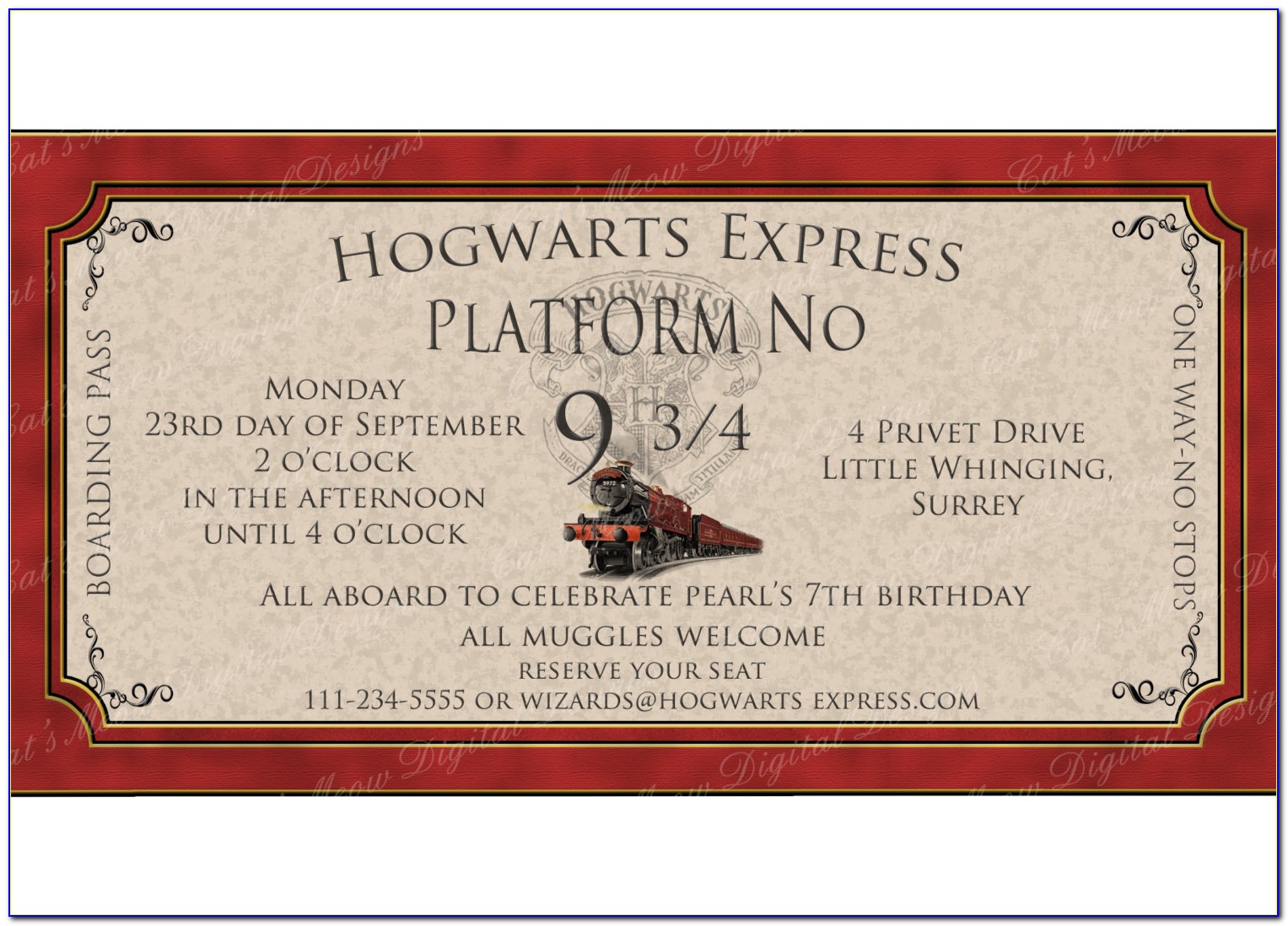Free Harry Potter Birthday Invitations
