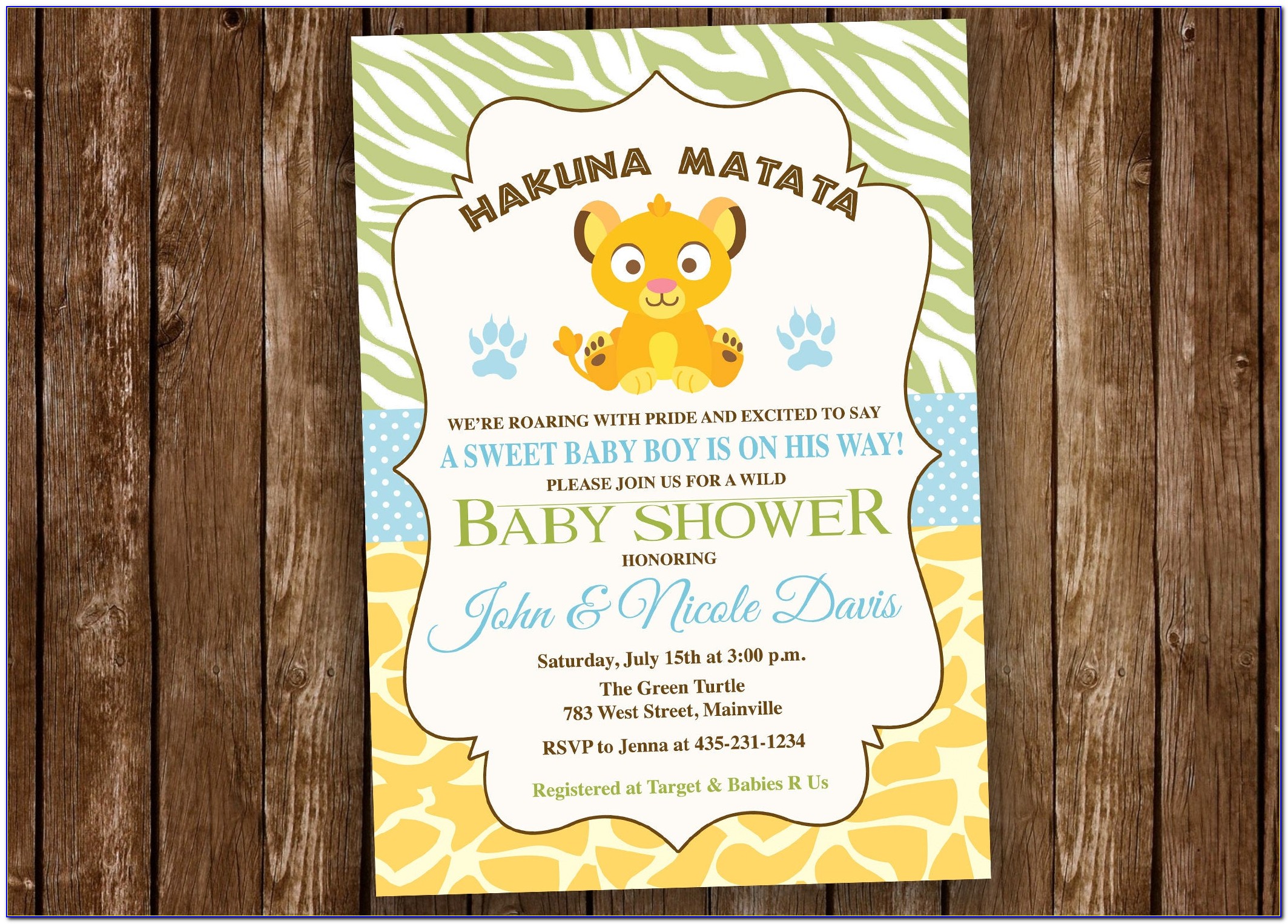 Free Lion King Baby Shower Invitations