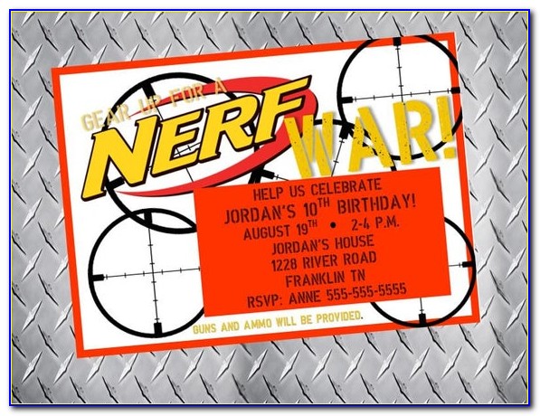 Free Nerf Gun Birthday Invitations