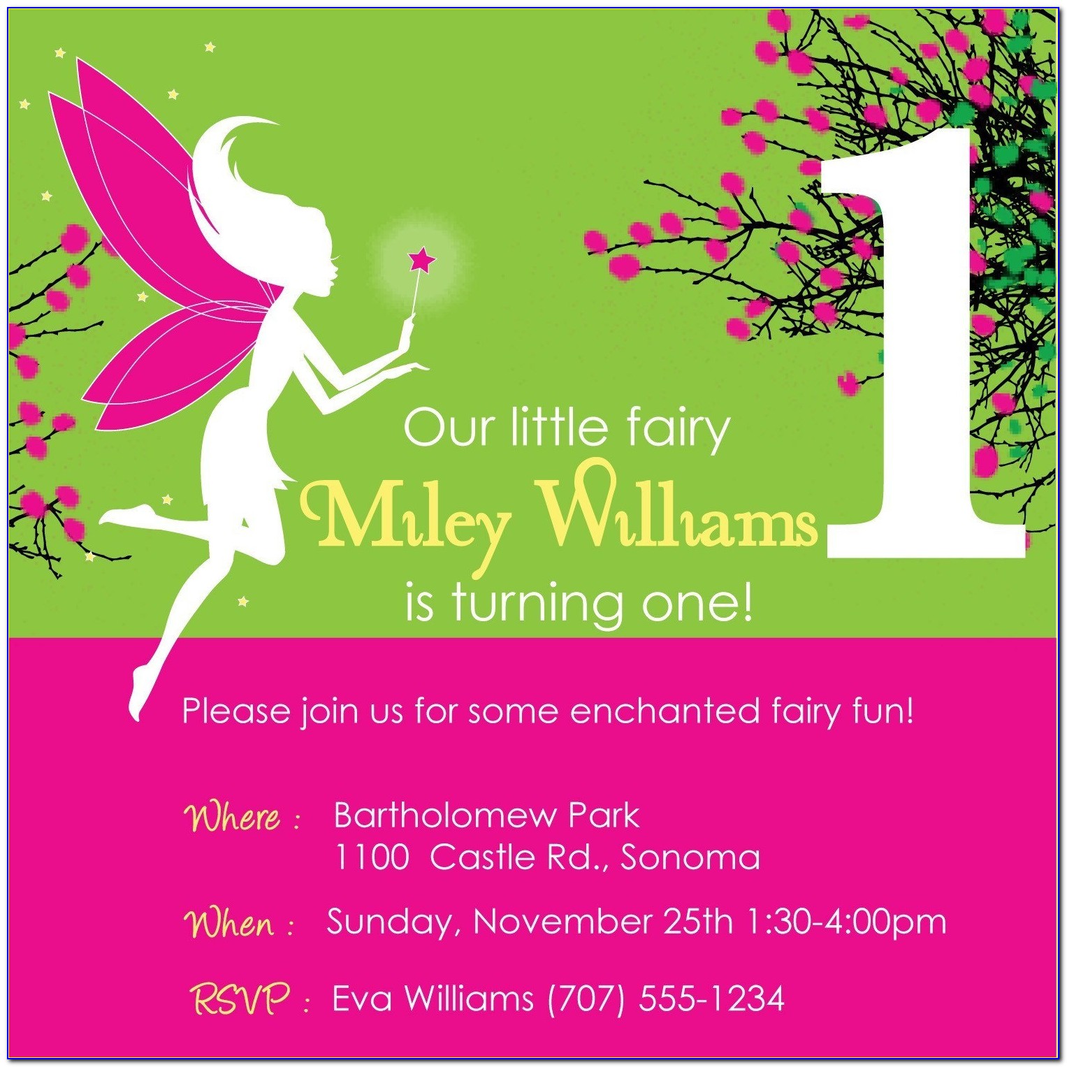Free Online Fairy Birthday Invitations