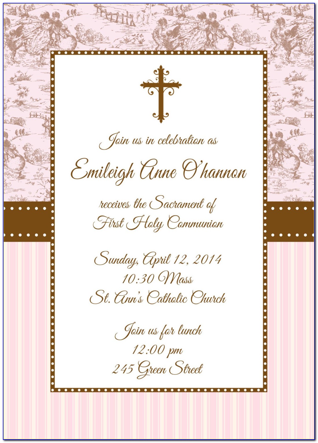 Free Printable 1st Holy Communion Invitations