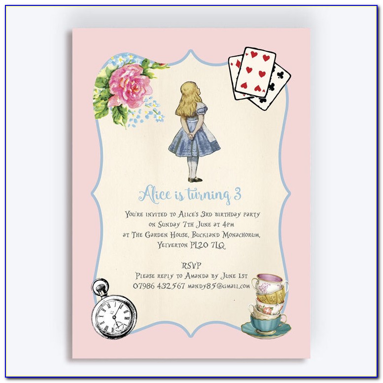 Free Printable Alice In Wonderland Birthday Invitations