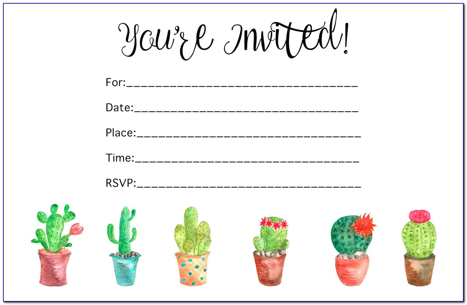 Free Printable Cactus Baby Shower Invitations