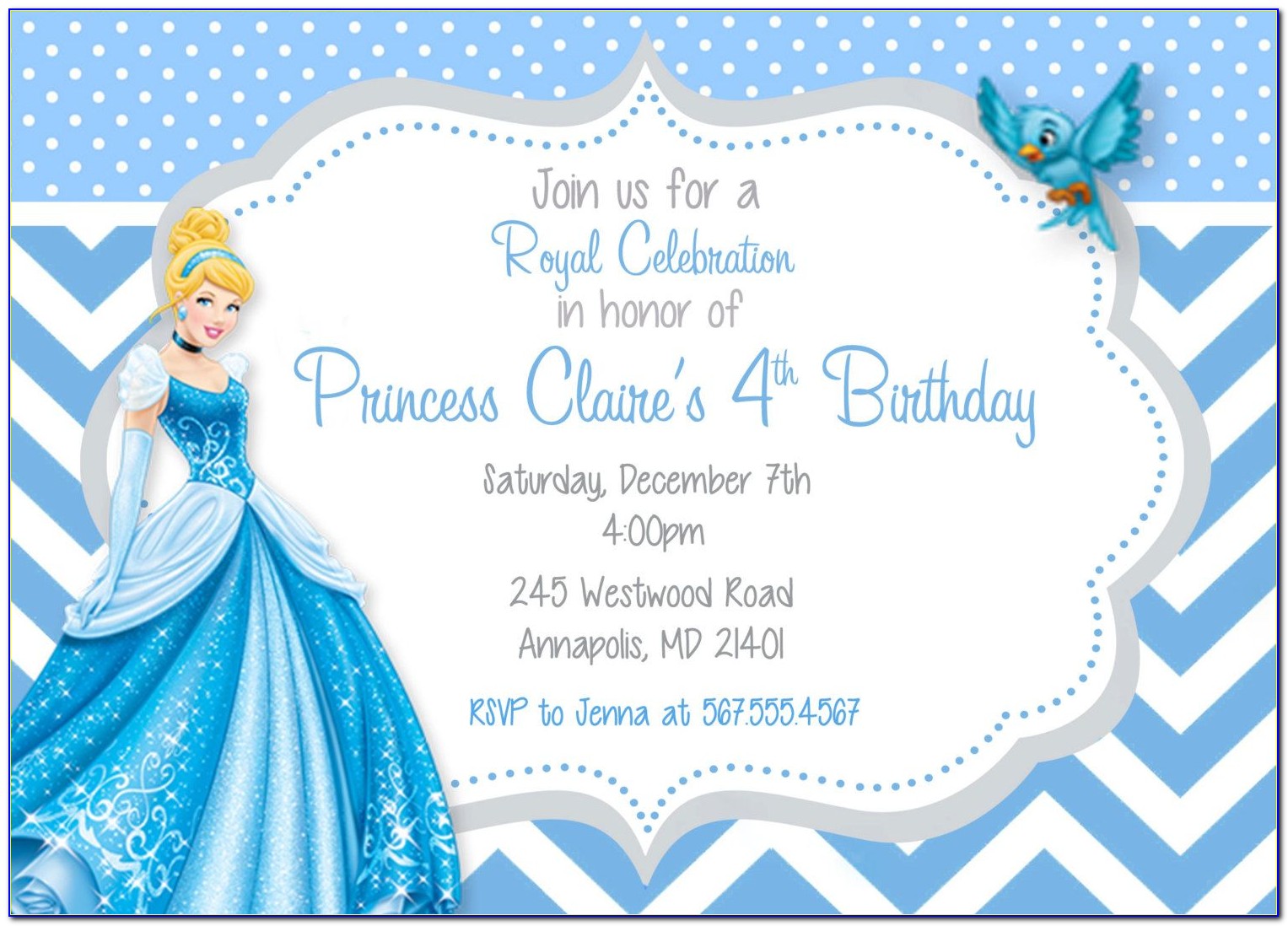 Free Printable Cinderella Birthday Invitations