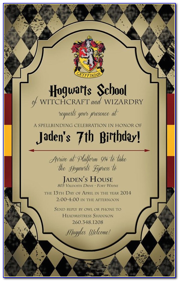 Free Printable Harry Potter Birthday Party Invitations