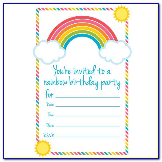 Free Printable Rainbow Birthday Invitations