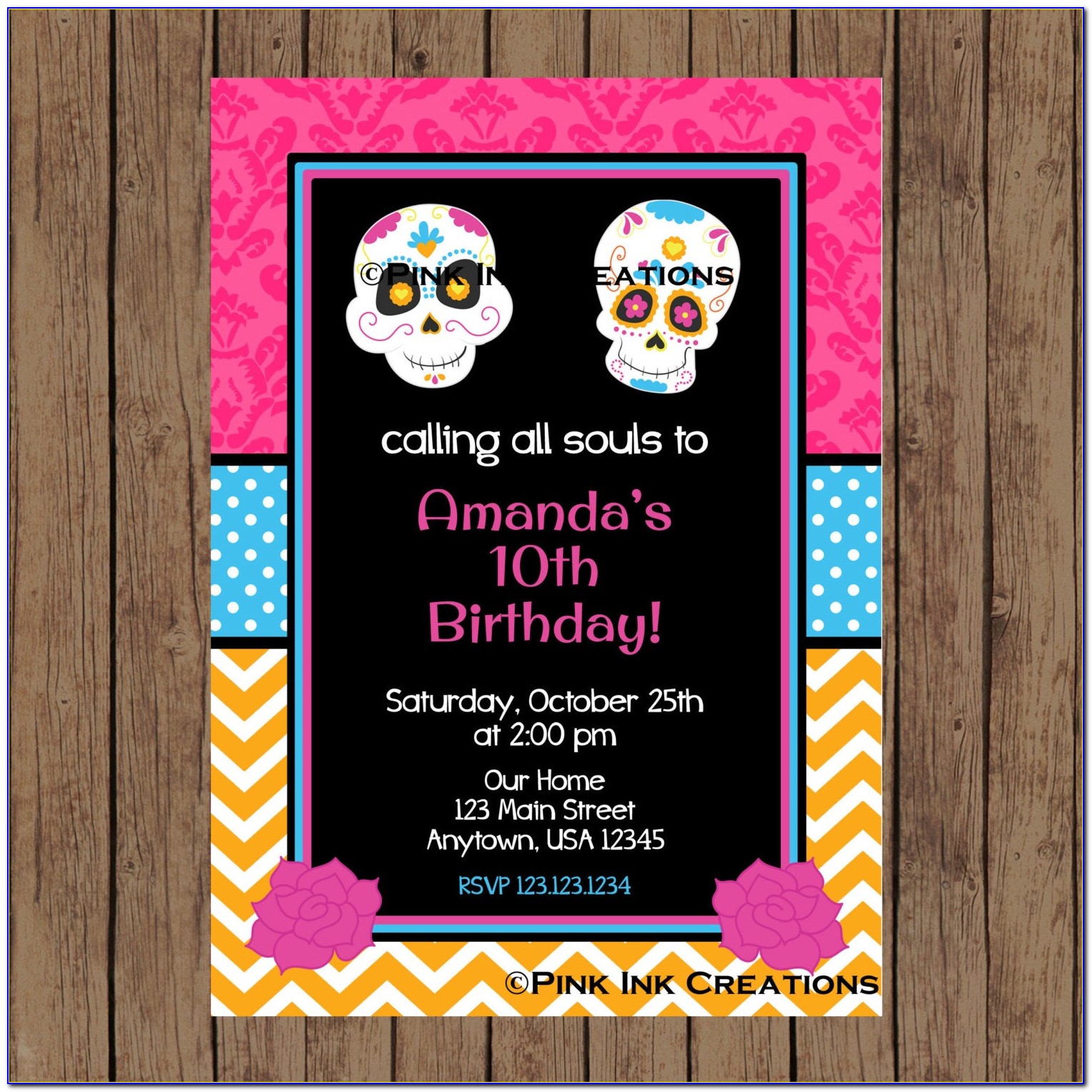 Free Printable Sugar Skull Birthday Invitations