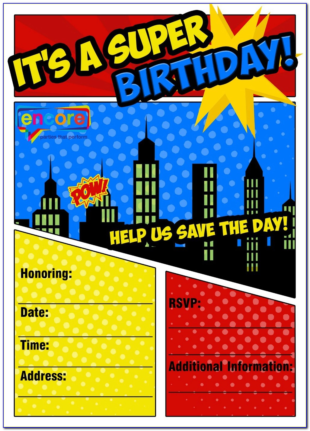 Free Printable Superhero Birthday Party Invitations