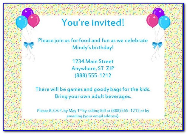 Free Sample Birthday Invitations