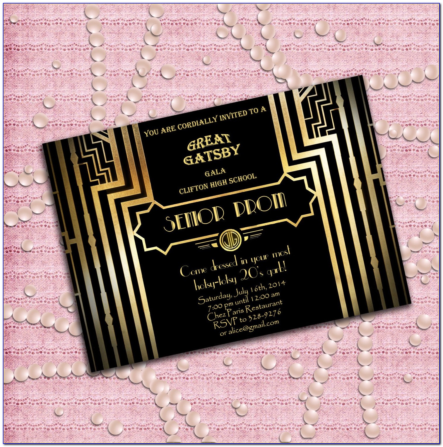 Gatsby Prom Invitations