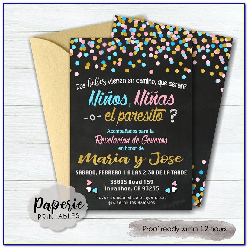 Gender Reveal Party Invitations In Spanish