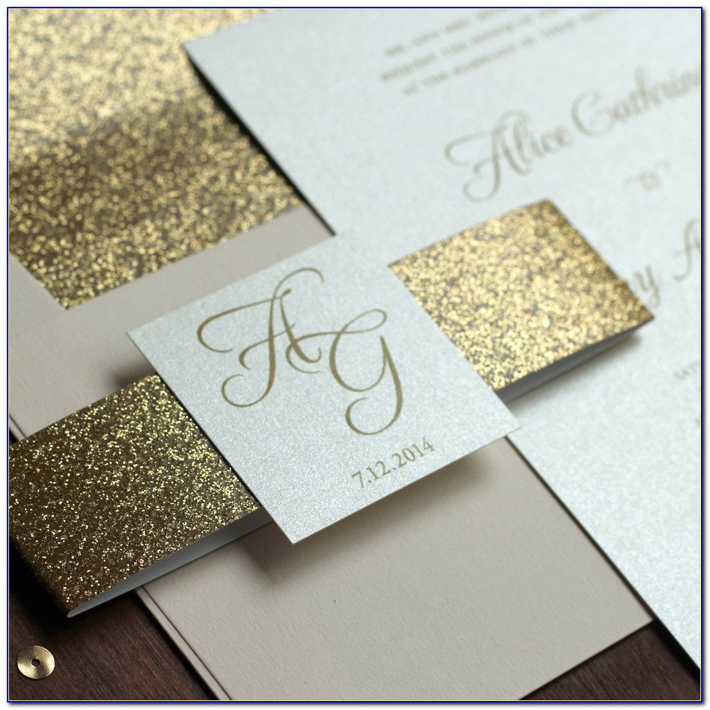Glitter Belly Bands For Wedding Invitations