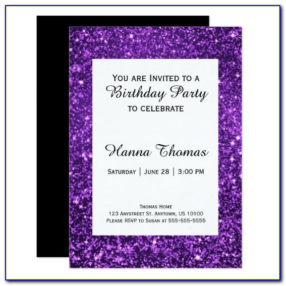 Glitter Purple Party Invitations