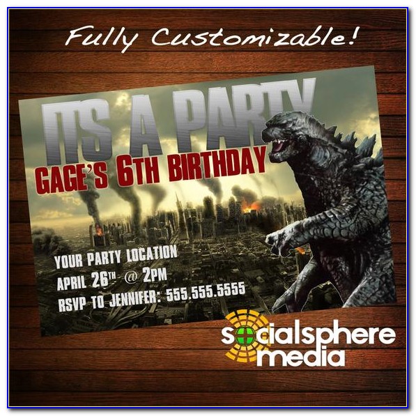 Godzilla Birthday Invitations