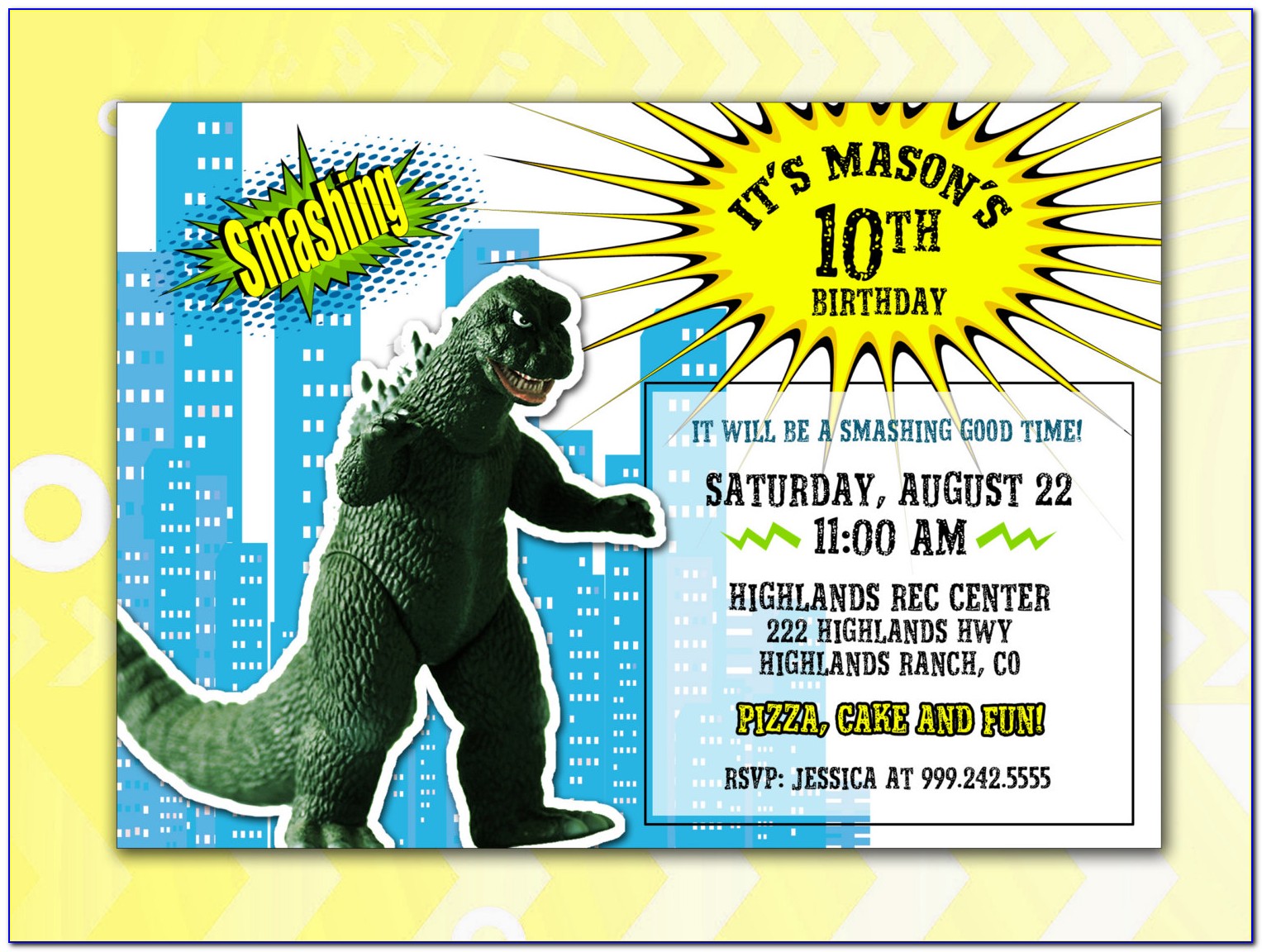 Godzilla Birthday Party Invitations