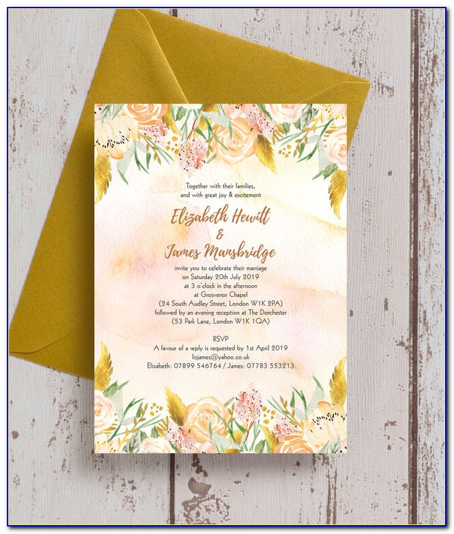 Gold Floral Wedding Invitations