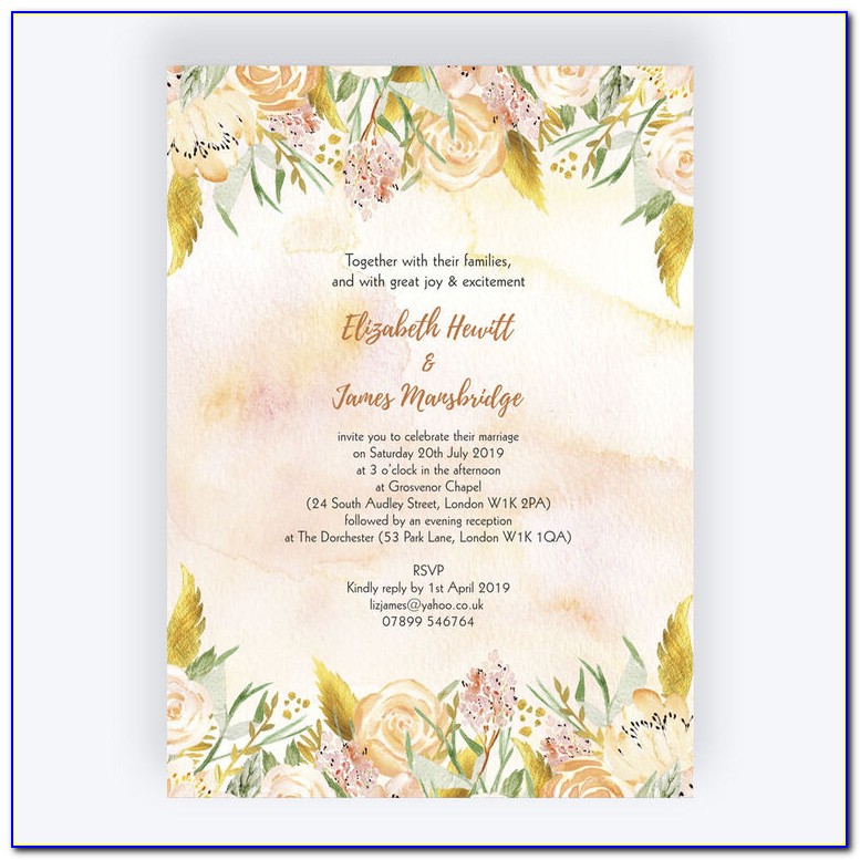 Gold Flower Wedding Invitations