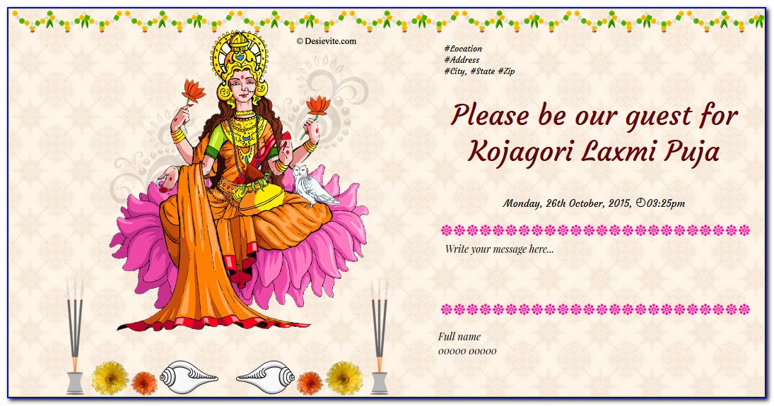 Hindu Pooja Invitation Card