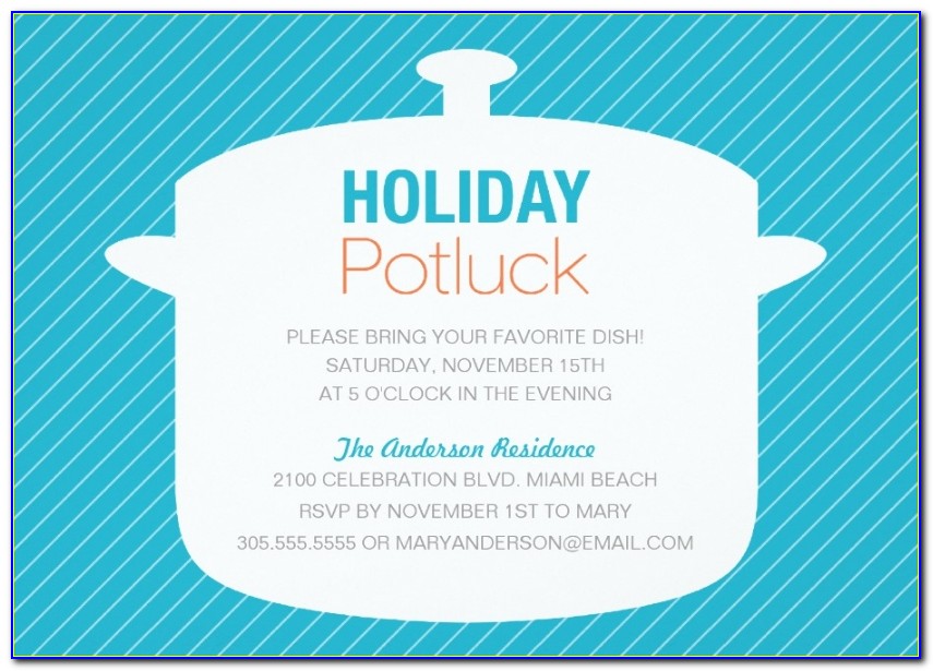Holiday Potluck Email Invitation Sample