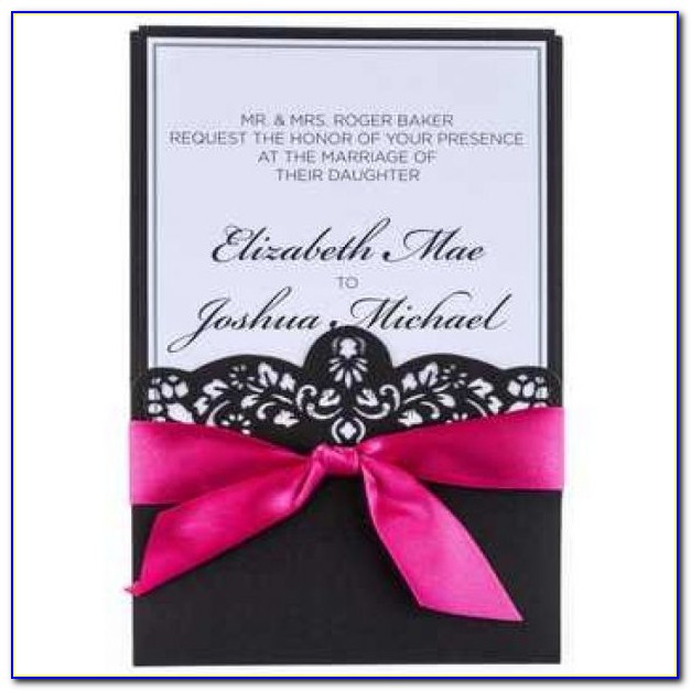 Hot Pink White And Black Wedding Invitations