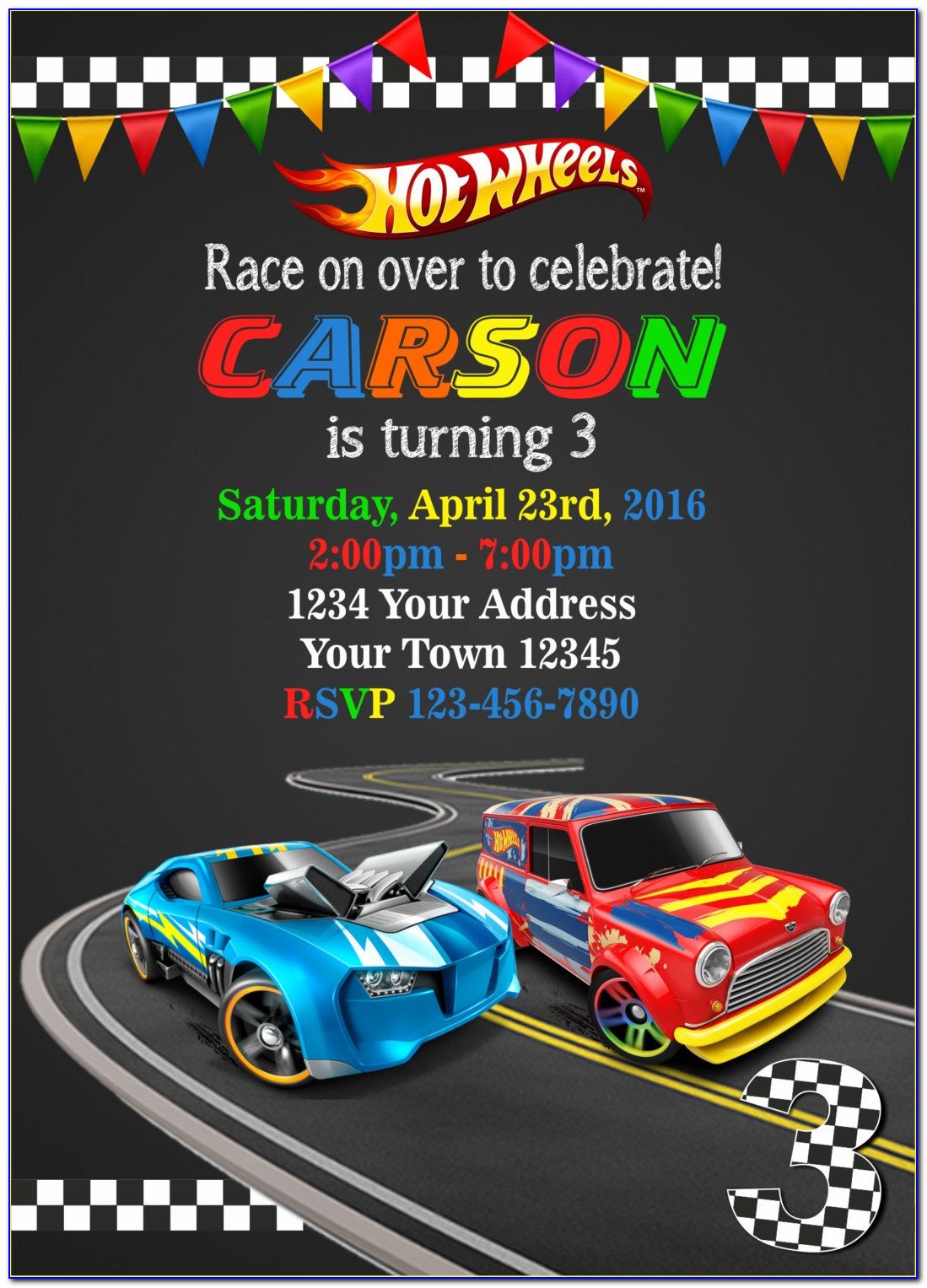 Hot Wheels Personalized Invitations