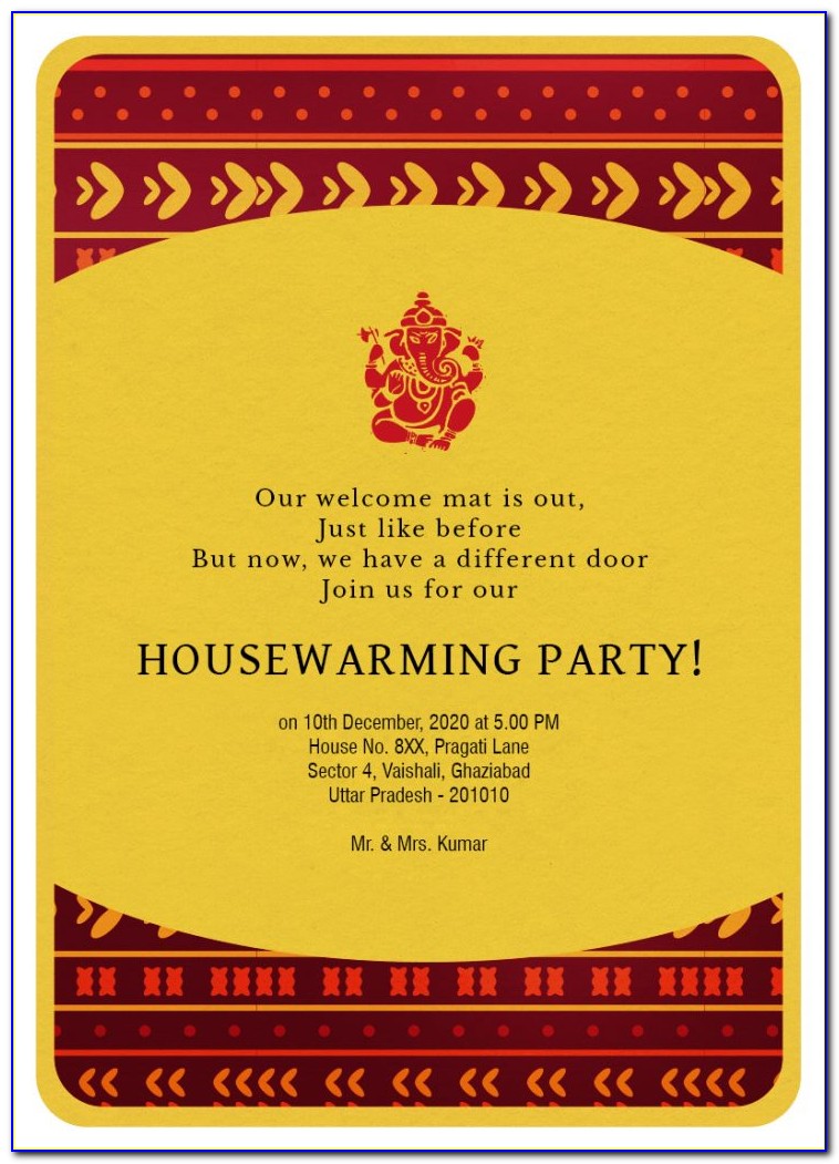 House Warming Invitation Card Samples