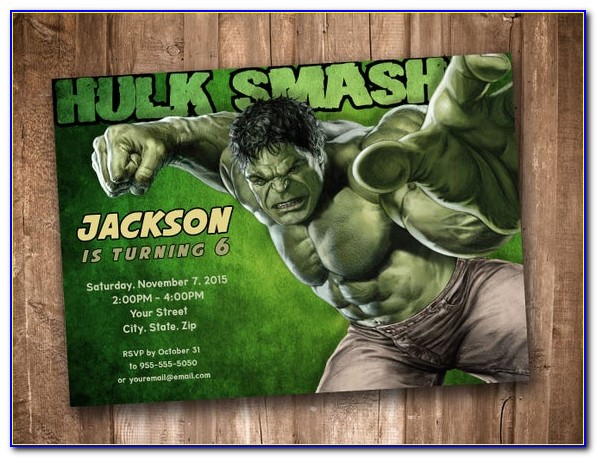 Hulk Smash Birthday Invitations