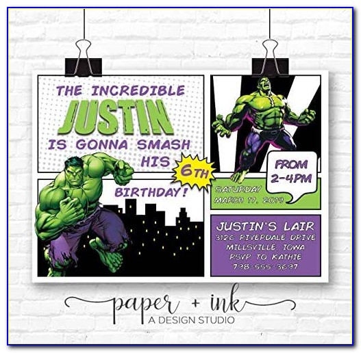Incredible Hulk Invitations Printable
