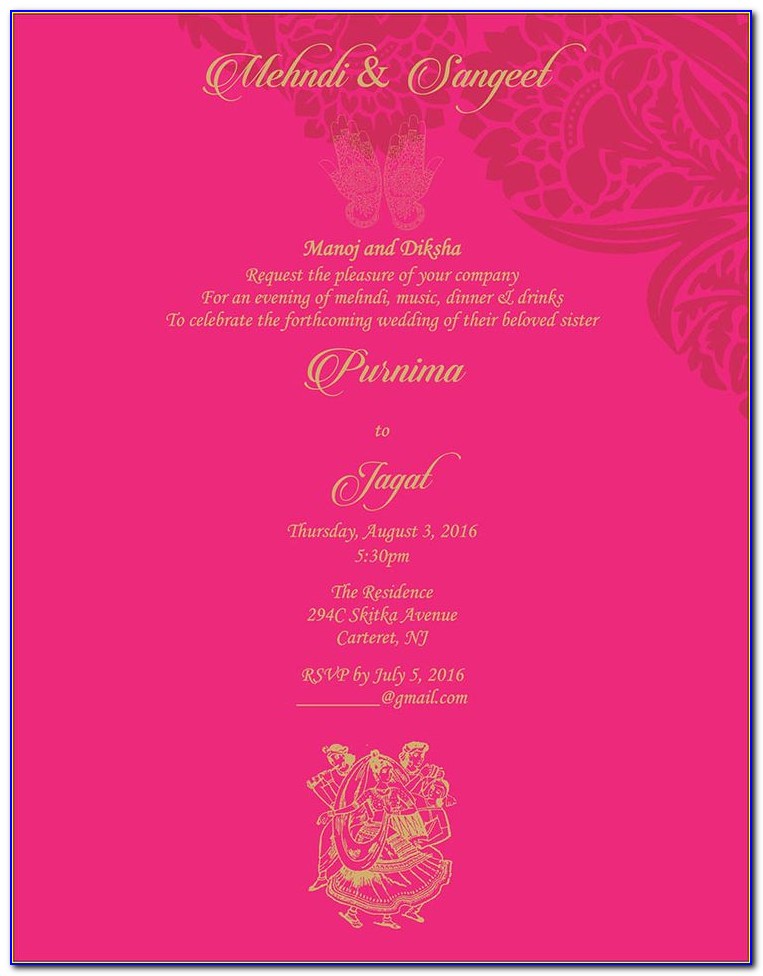 Indian Wedding Mehndi Invitation Wording