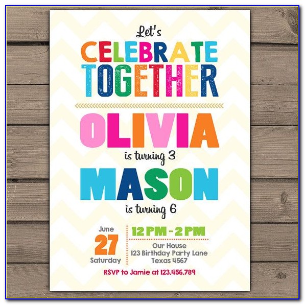 Joint Sibling Birthday Party Invitations