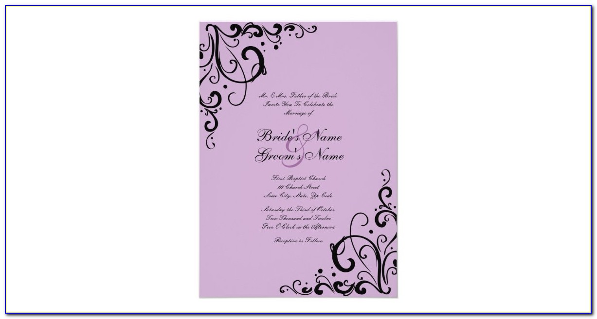 Lavender And Black Wedding Invitations
