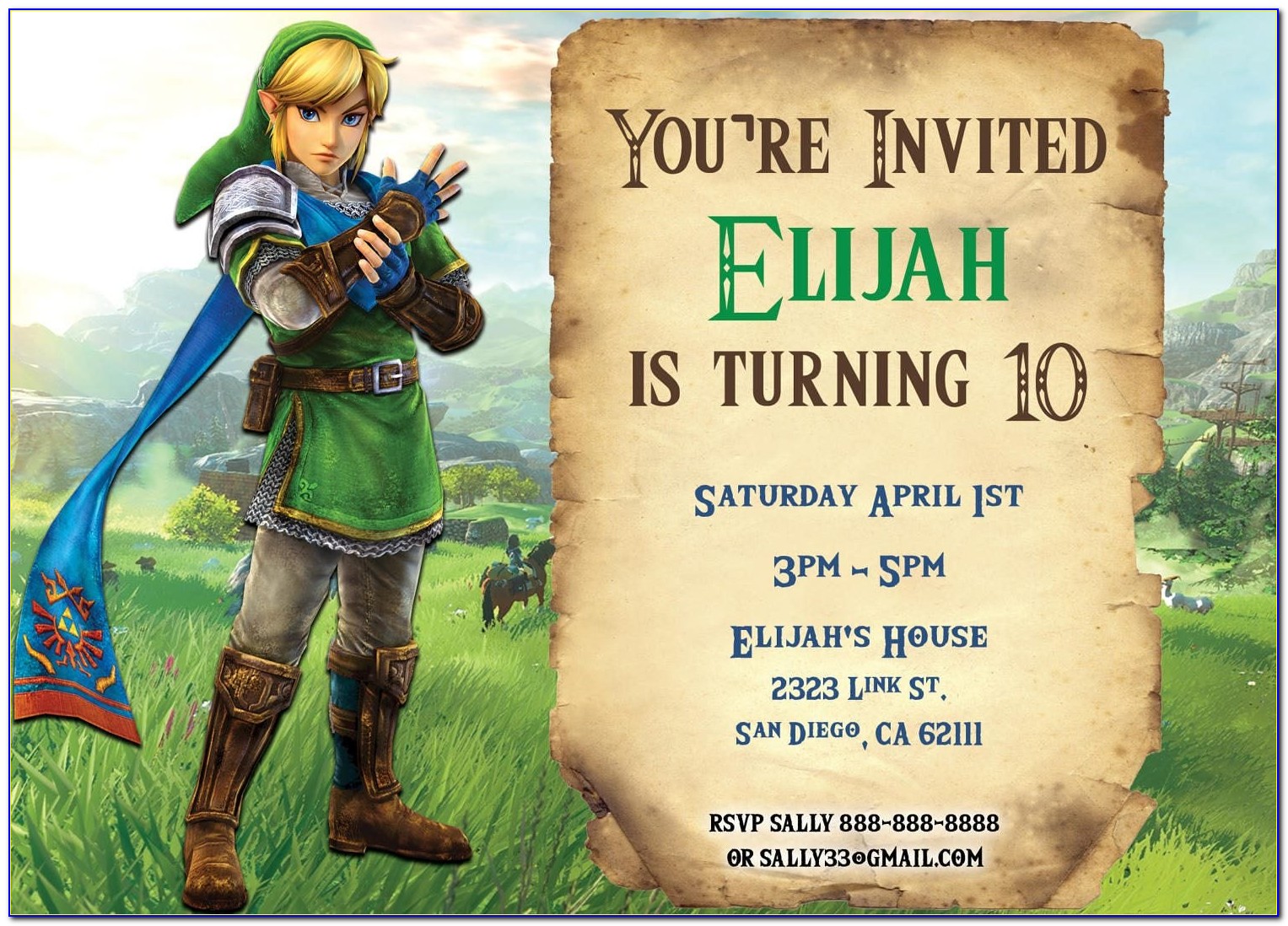 Legend Of Zelda Invitations