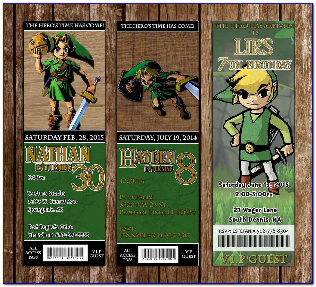 Legend Of Zelda Party Invitations