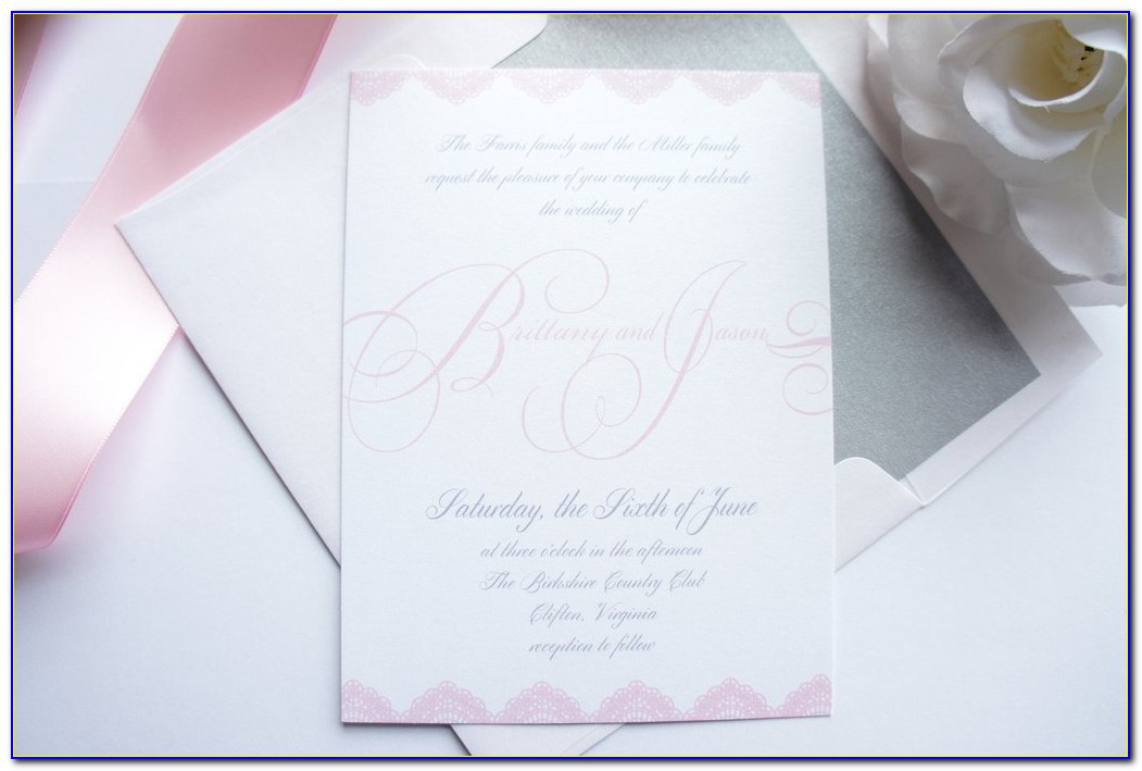Light Pink And Grey Wedding Invitations
