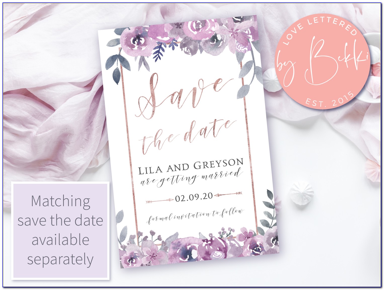 Lilac Grey Wedding Invitations